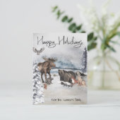 Waldtiere Winterwatercolor Urlaub Postkarte (Stehend Vorderseite)