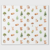 Waldtiere Woodland Baby Boy Dusche Geschenkpapier (Flach)