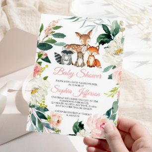Waldtiere Woodland Babydusche Einladung