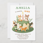 Waldtiere Woodland Erster Geburtstag Einladung (Vorderseite)