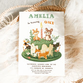 Waldtiere Woodland Erster Geburtstag Einladung