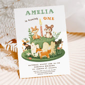 Waldtiere Woodland Erster Geburtstag Einladung