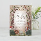 Waldtiere Woodland Whimsical Baby Dusche Einladung (Stehend Vorderseite)
