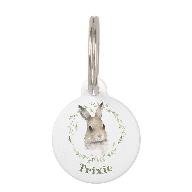 Waldtiere Wreath Bunny Rabbit Wasserfarbe  Haustiermarke (Vorderseite)