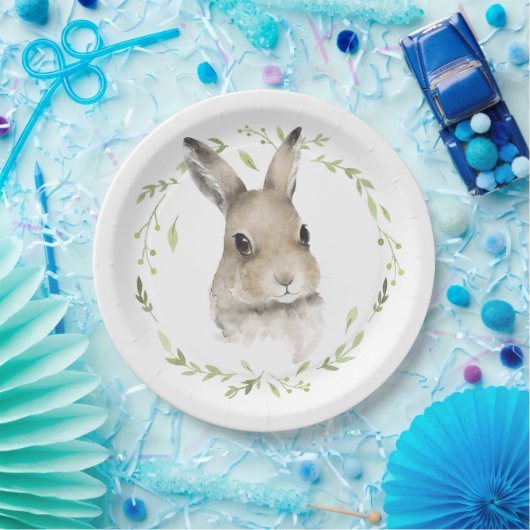 Waldtiere Wreath Bunny Rabbit Wasserfarbe Pappteller (Party)