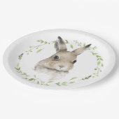 Waldtiere Wreath Bunny Rabbit Wasserfarbe Pappteller (Schrägansicht)