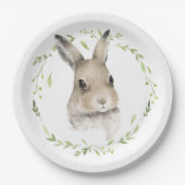 Waldtiere Wreath Bunny Rabbit Wasserfarbe Pappteller (Vorderseite)