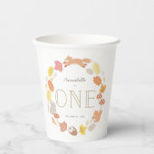 Waldtiere Wreath Fall 1. Geburtstag Pappbecher (Vorderseite)