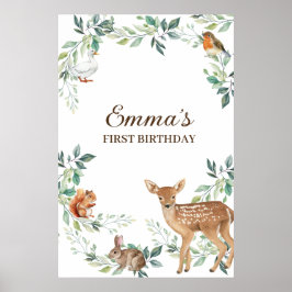 Waldtiere zum ersten Geburtstag Poster