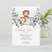 Waldtiere zum Geburtstag dank Karte (Stehend Vorderseite)