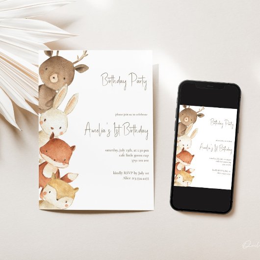 Waldtiere zum Geburtstag Einladung