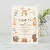 Waldtiere zum Geburtstag Einladung (Stehend Vorderseite)