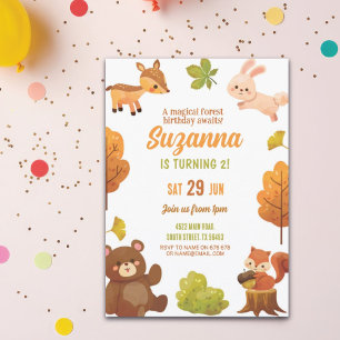 Waldtiere zum Geburtstag Einladung Party Waldtiere