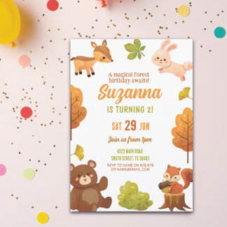 Waldtiere zum Geburtstag Einladung Party Waldtiere