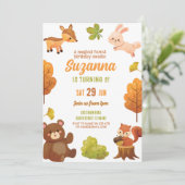 Waldtiere zum Geburtstag Einladung Party Waldtiere (Stehend Vorderseite)