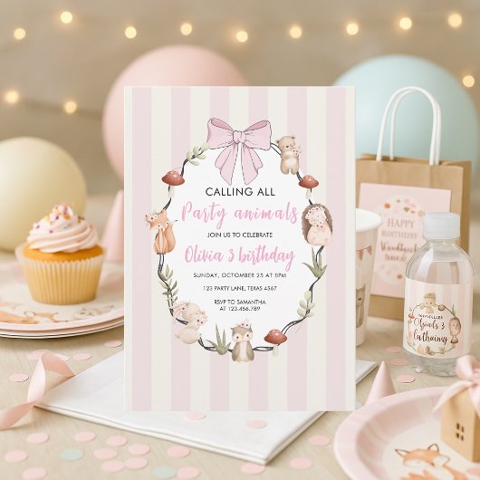 Waldtiere zum Geburtstag Einladung | Rustikales Ro