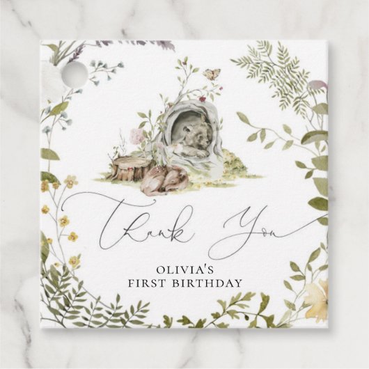 Waldtiere zum Geburtstag Vielen Dank Geschenkanhänger (Vorderseite)