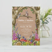 Waldtiere zum Hochzeitsempfang Einladung (Stehend Vorderseite)