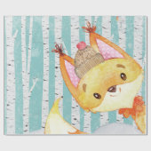 Waldtierfreunde im Winter Forest Fox Geschenkpapier (Flach)