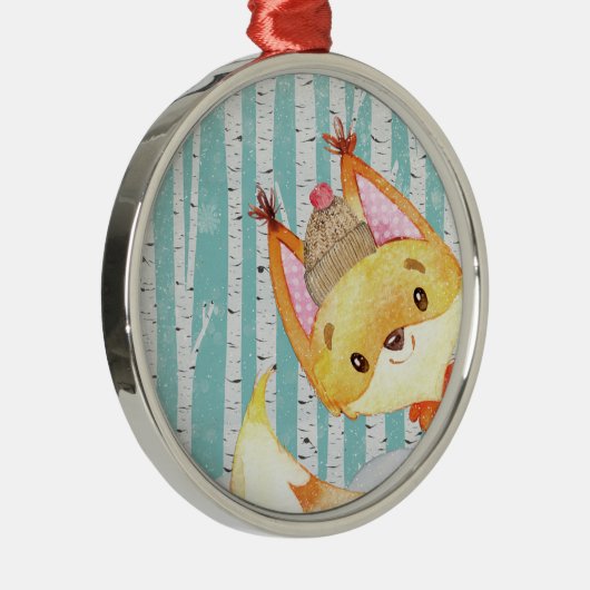 Waldtierfreunde im Winter Forest Fox Ornament Aus Metall (Rechts)