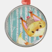 Waldtierfreunde im Winter Forest Fox Ornament Aus Metall (Vorne)