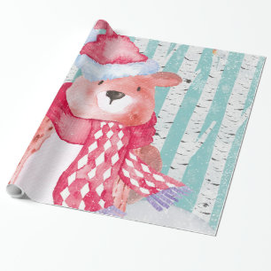 Waldtierfreunde im Winterwald - Bär Geschenkpapier