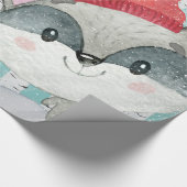 Waldtierfreunde im Winterwald - Racoon Geschenkpapier (Ecke)