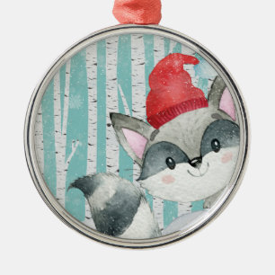 Waldtierfreunde im Winterwald - Racoon Ornament Aus Metall