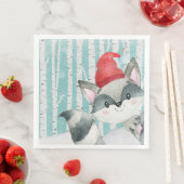 Waldtierfreunde im Winterwald - Racoon Serviette (Beispiel)