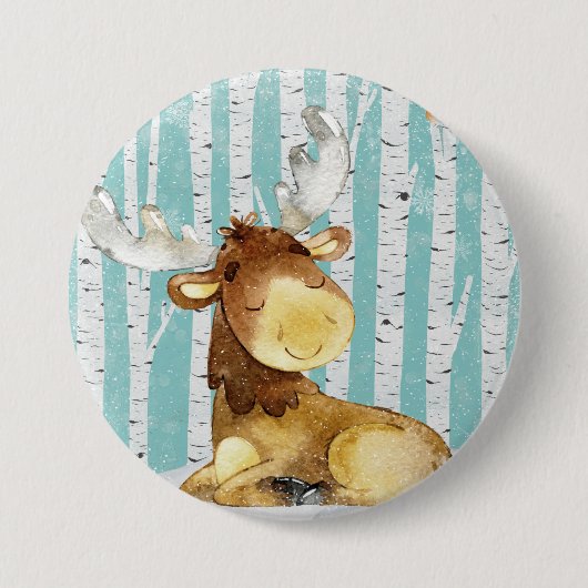 Waldtierfreunde in den Winter-Waldrotwild Button (Vorderseite)