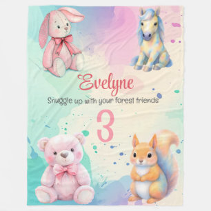 Waldtierfreunde Wasserfarbe Geburtsdetails Fleecedecke