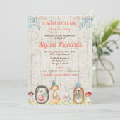 Waldtierfreundwaldmädchen-Babyparty Einladung (Stehend Vorderseite)