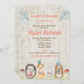 Waldtierfreundwaldmädchen-Babyparty Einladung (Vorne/Hinten)