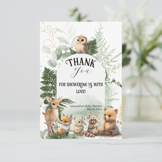 Waldtiergartendusche Dankeskarte (Stehend Vorderseite)