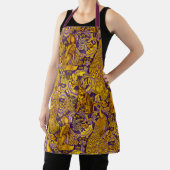 WALDTIERHALB,Pfau,Hare-Gold-Lila-Blume Schürze (InSitu)