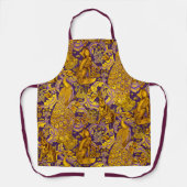 WALDTIERHALB,Pfau,Hare-Gold-Lila-Blume Schürze (Vorderseite)