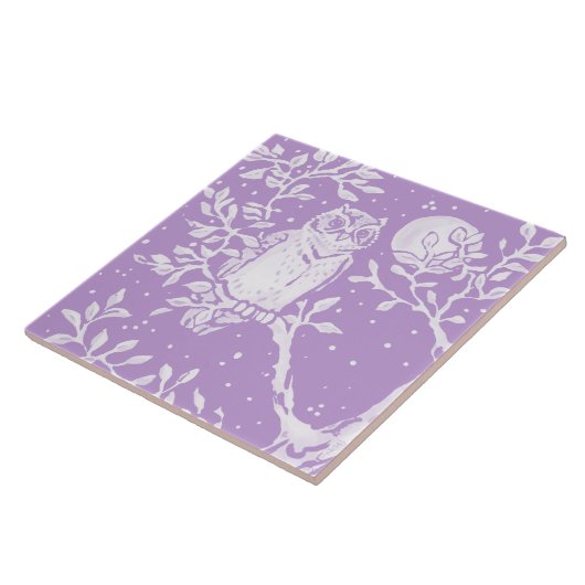 Waldtierhuhn in Baummoon Night Nature Fliese (Seite)