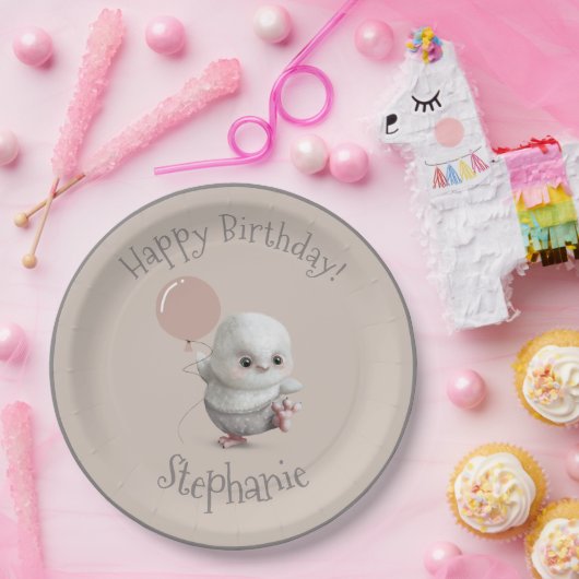 Waldtierhühner Handgezeichneter Niedlicher Name Pappteller (Party)