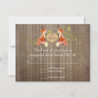 Waldtierkreaturen, Fox n Vines Hochzeiten RSVP Karte