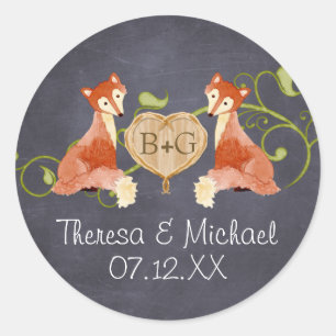 Waldtierkreaturen, Fox n Vines Hochzeiten Runder Aufkleber