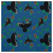 Waldtierleder Krustenmuster Schwarzer Vogel auf bl Stoff (Muster)