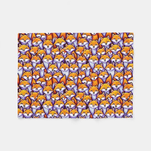 Waldtiermuster aus Rotfuchs-Cartoon niedlich Fleecedecke (Vorderseite (Horizontal))