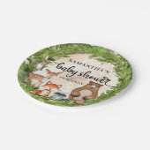 Waldtierwälder Holzbaumwolle Babydusche Pappteller (Schrägansicht)