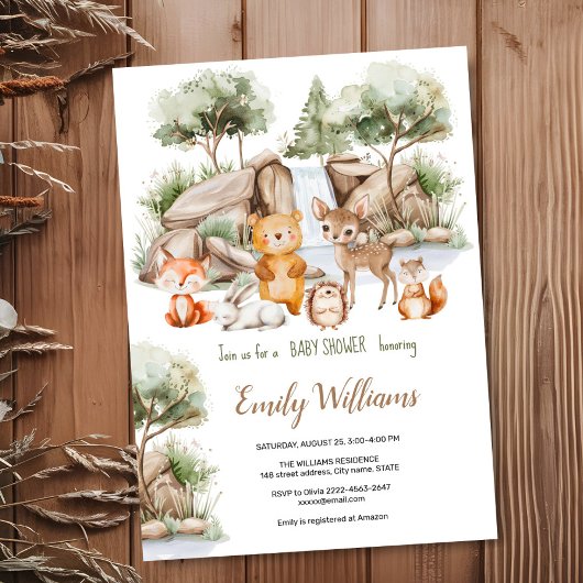 Waldtierwälder Wasserfarbendusche Einladung