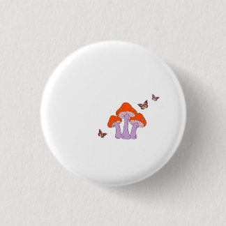 Waldträume – Künstlerisches Pilz-Grafik-T-Shirt Button