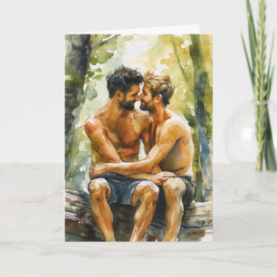 Waldumarmung Aquarell Karte