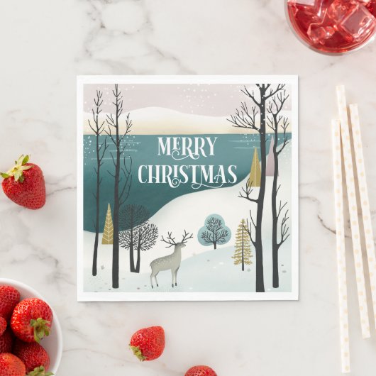 Waldurlaub | Snowy Christmas Forest Party Serviette (Beispiel)