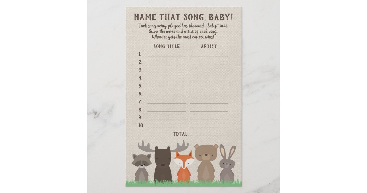 waldvermutung die baby lied babyparty spiel karte flyer zazzle de