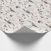 Waldvögel Blätter Weihnachten Geschenkpapier (Ecke)