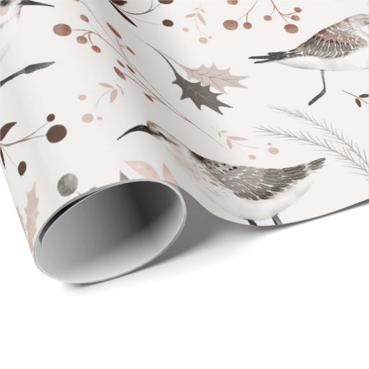 Waldvögel Blätter Weihnachten Geschenkpapier (Rolleneckpunkt)